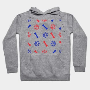 Blue and red doodle paw prints Hoodie